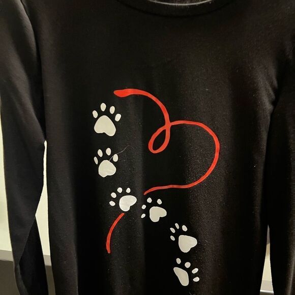 Black Long Sleeve Shirt with Paw Print Design - Picture 4 of 4